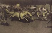 A Night Attack on a Government Wagon Train (mk43) Frederic Remington